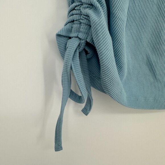 One Step Up Lace Trim Crop Tank Top Womens M Dusty Blue Ruched Y2K Fairy Cowgirl - Picture 3 of 9